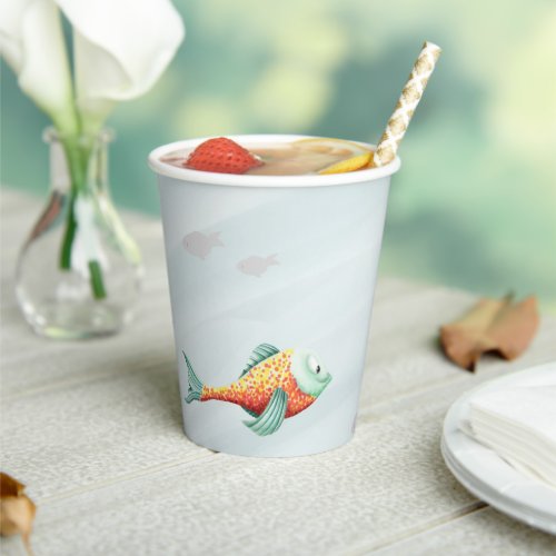 Simple Illustrated Under the Sea Orange Fish Party Paper Cups