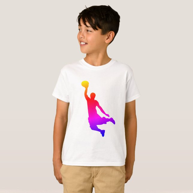 Simple Illustration Basketball Player Rainbow T-Shirt (Front Full)