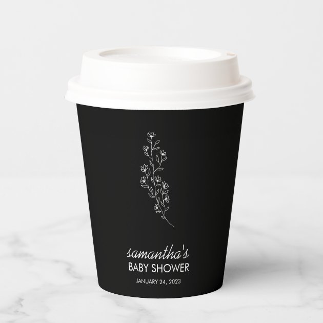 Simple Illustration Elegant Line Art Flower Paper Cups