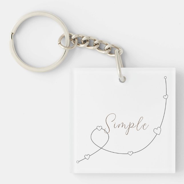 Simple illustration with hearts in minimalist styl keychain (Front)