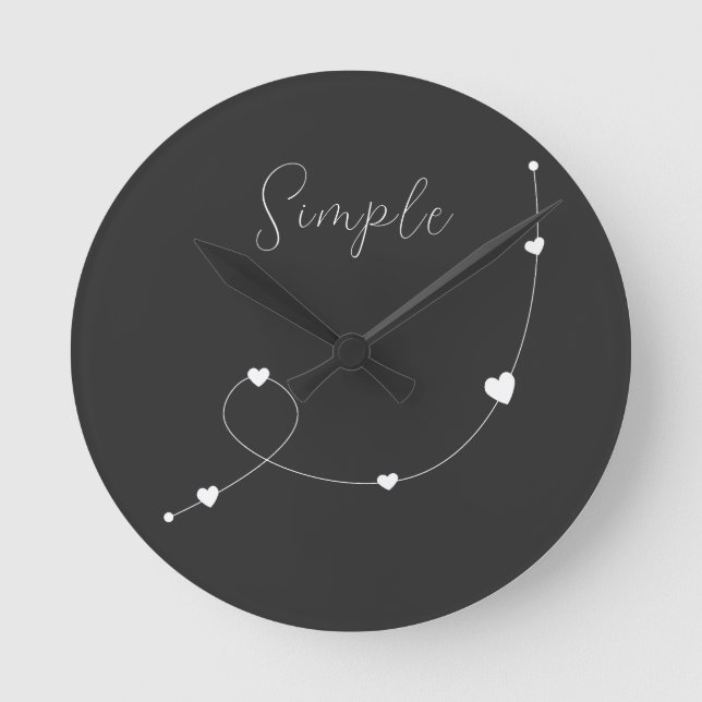 Simple illustration with hearts in minimalist styl round clock (Front)