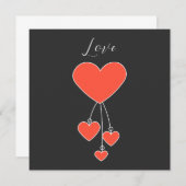 Simple illustration with scarlet hearts "Love" (Front/Back)