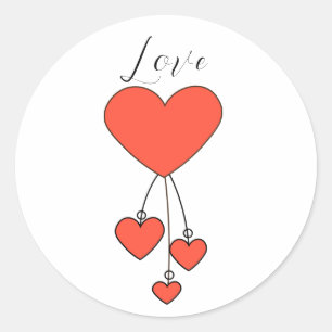 Simple illustration with scarlet hearts Love Classic Round Sticker