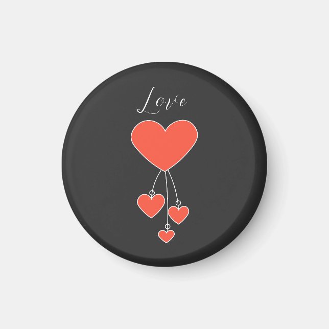 Simple illustration with scarlet hearts "Love" Magnet (Front)