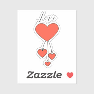 Simple illustration with scarlet hearts Love Sticker