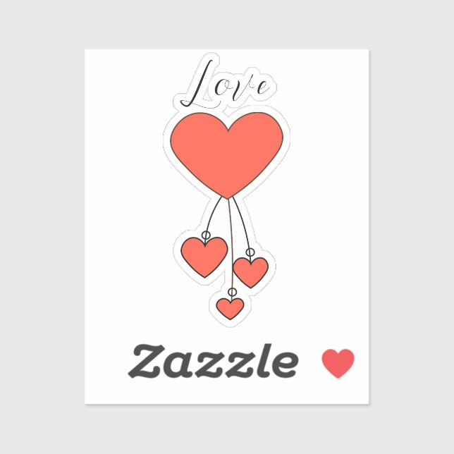 Simple illustration with scarlet hearts Love Sticker (Sheet)