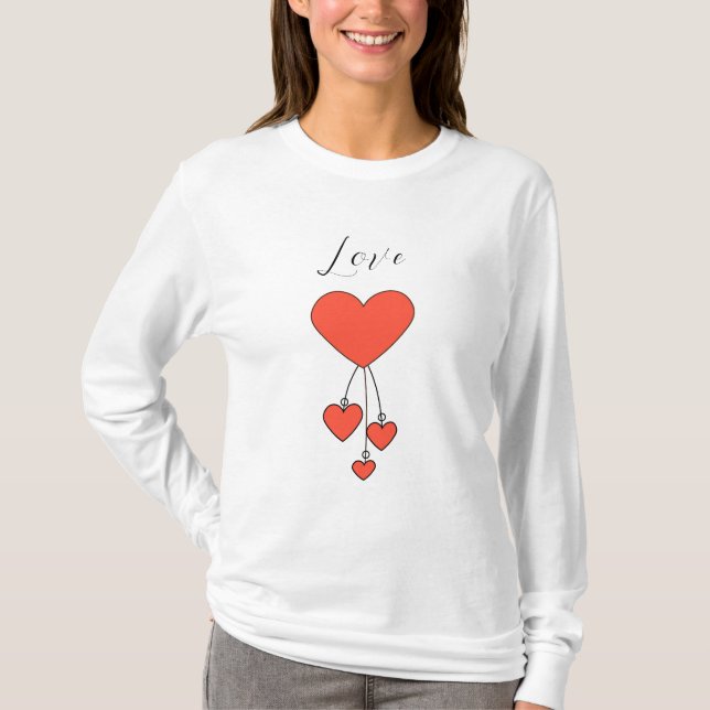 Simple illustration with scarlet hearts Love T-Shirt (Front)