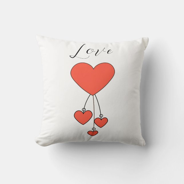Simple illustration with scarlet hearts Love Throw Pillow (Front)