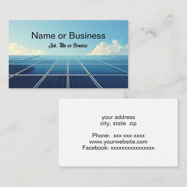 Simple image of a solar panel business card (Front/Back)