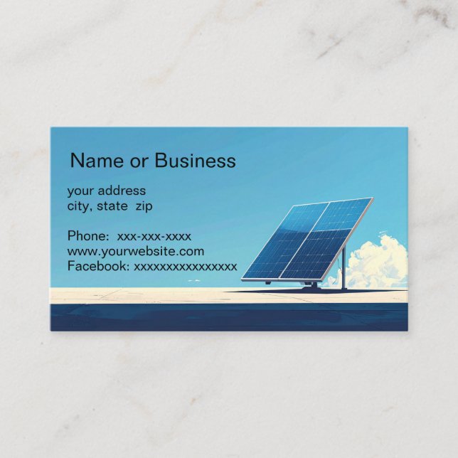 Simple image of a solar panel business card (Front)