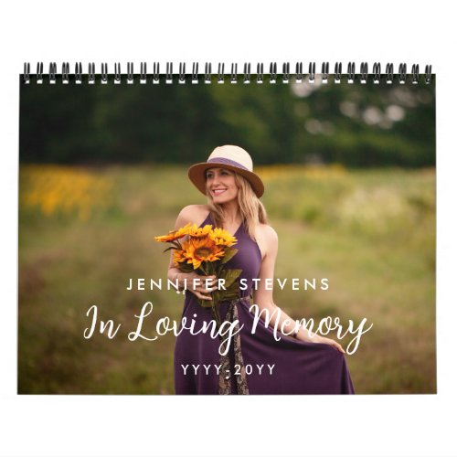 Simple In Loving Memory 1 Photo Per Month Memorial Calendar