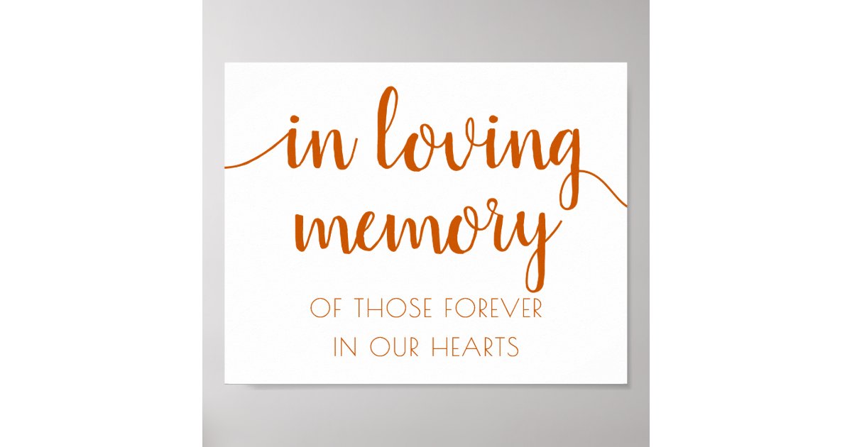 Simple In Loving Memory | Fall Orange Memorial Poster | Zazzle