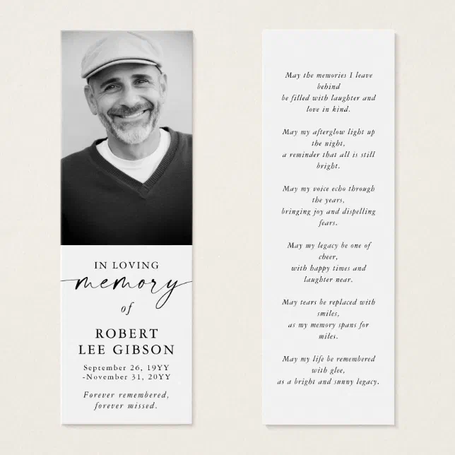 Simple In Loving Memory Funeral Memorial Bookmarks | Zazzle