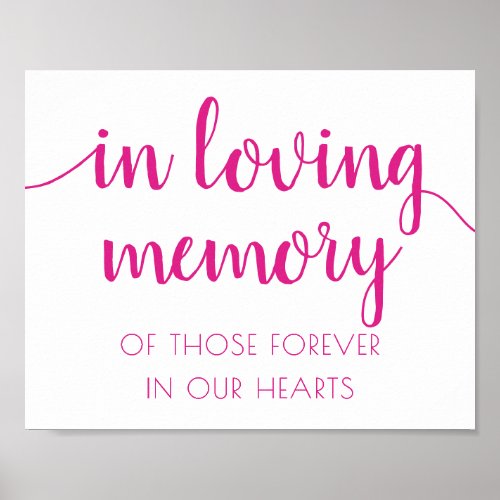 Simple In Loving Memory  Hot Pink Memorial Poster