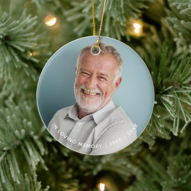 Simple In Loving Memory Photo Keepsake Ceramic Ornament (Tree)