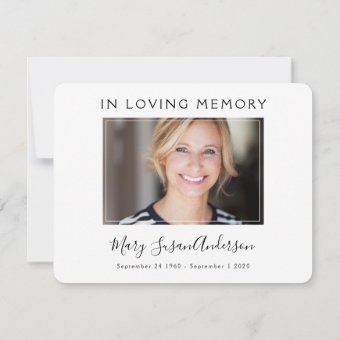Simple In Loving Memory Photo Memorial Thank You Card | Zazzle