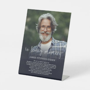 Simple In Loving Memory Psalm Memorial Photo Pedestal Sign