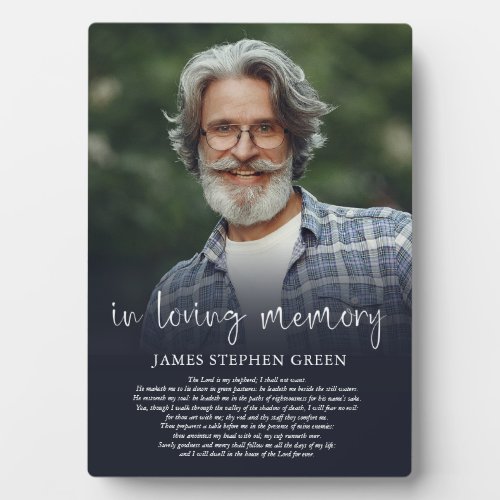 Simple In Loving Memory Psalm Memorial Photo Plaque