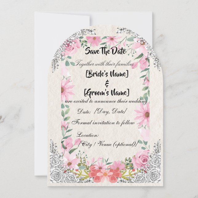 Simple Indian Wedding Save The Date Card | Elegant (Front)