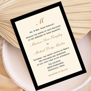 Simple Inexpensive Wedding Cream with Black Invitation
