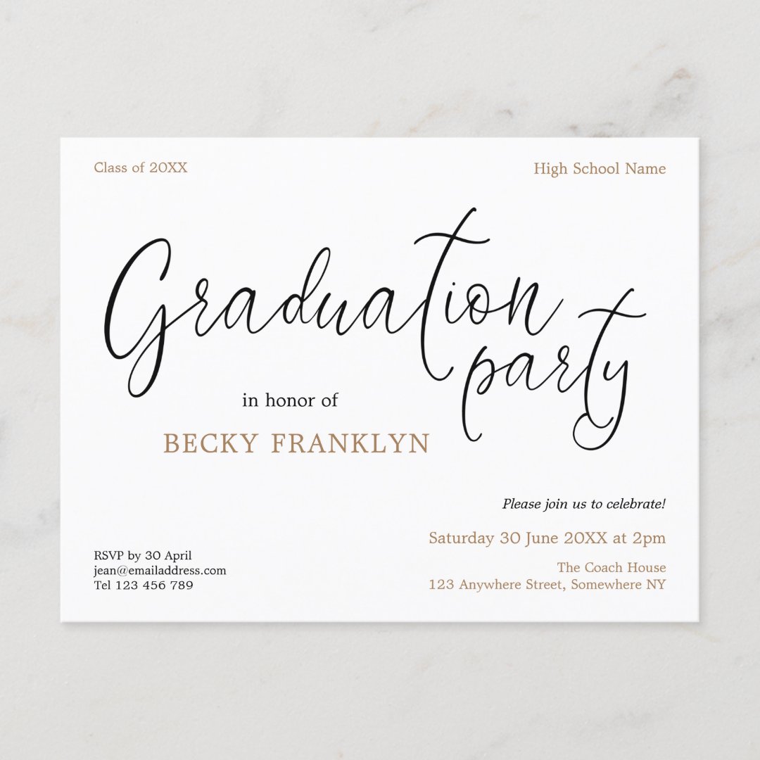 Simple Informal Typography Graduation Party Invitation Postcard | Zazzle