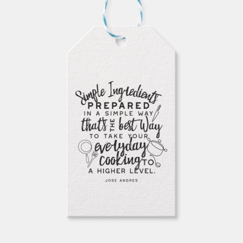 Simple ingredients and everyday cooking quotes gift tags