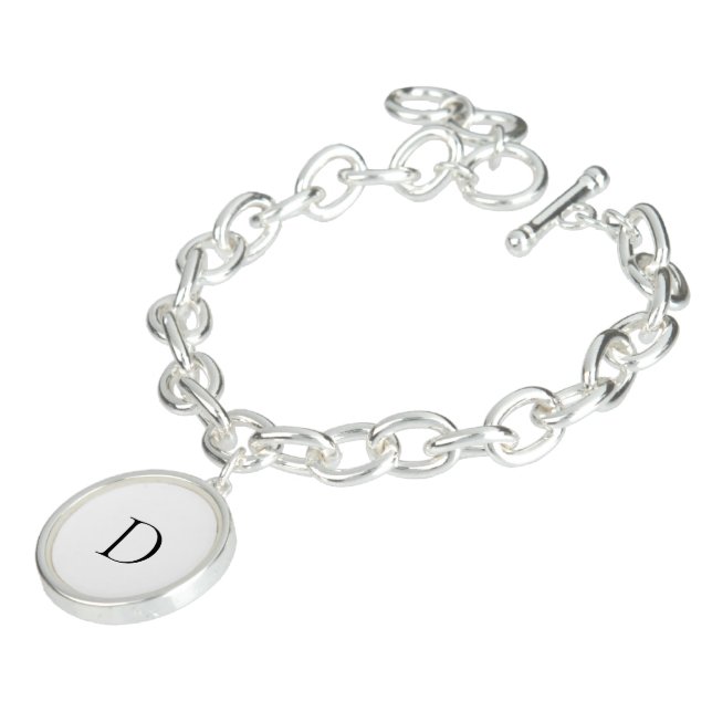 Simple Initial Bridesmaid Gift White Bracelet (Side)