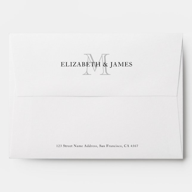 Simple Initial Couple Monogrammed Return Address Envelope (Back (Top Flap))