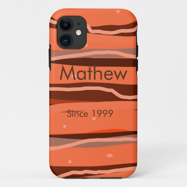 simple initial letter monogram add name brown art Case-Mate iPhone case (Back)