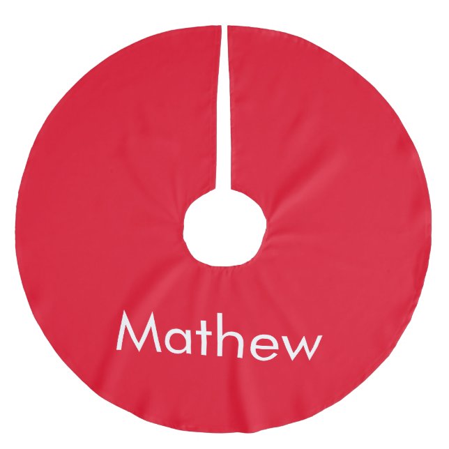 simple initial letter monogram add your name lett  brushed polyester tree skirt (Front)