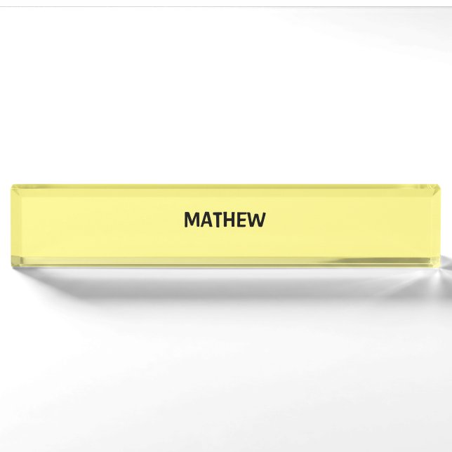 simple initial letter monogram add your name lett  desk name plate (Front)