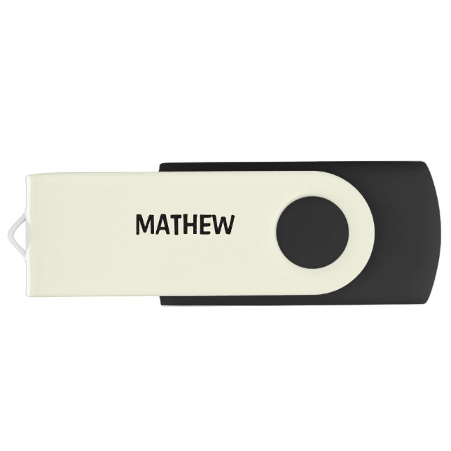 simple initial letter monogram add your name lett  flash drive (Back)