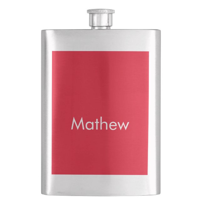 simple initial letter monogram add your name lett  flask (Front)