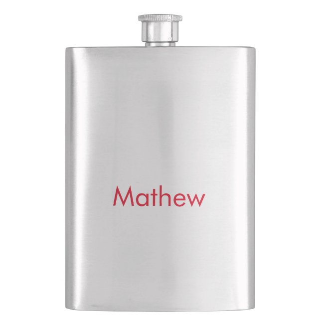 simple initial letter monogram add your name lett  flask (Front)