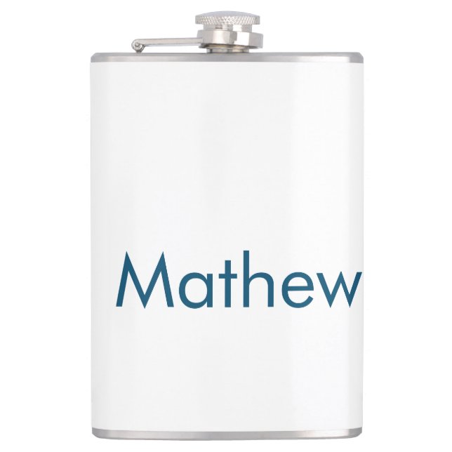 simple initial letter monogram add your name lett  flask (Front)
