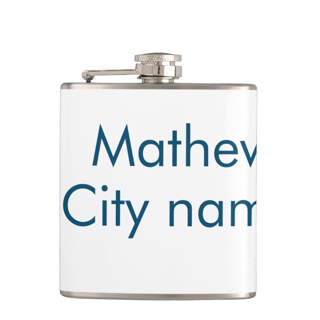 simple initial letter monogram add your name lett  flask (Front)