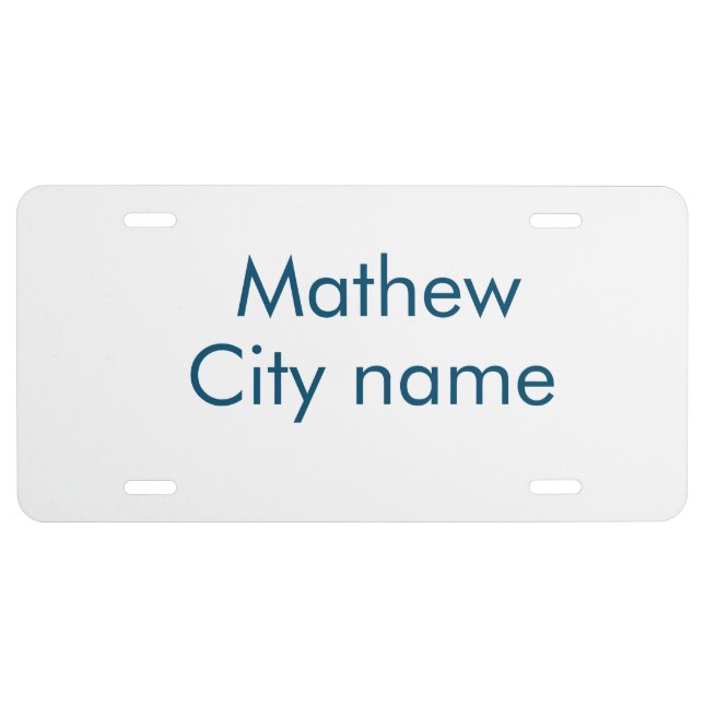 simple initial letter monogram add your name lett  license plate (Front)