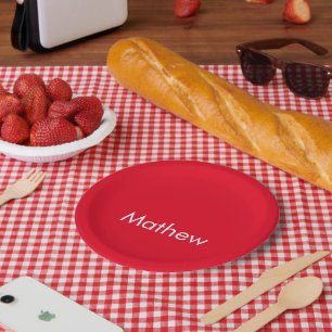 simple initial letter monogram add your name lett  paper plates