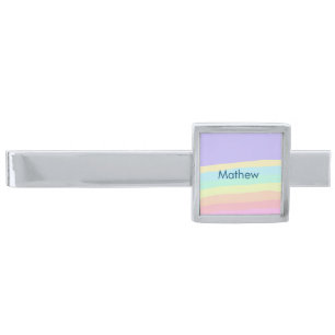 simple initial letter monogram add your name lett silver finish tie bar