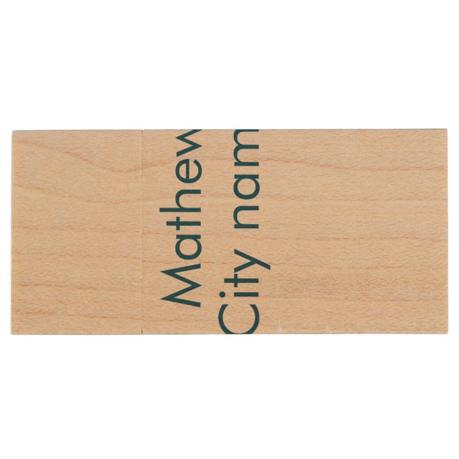 simple initial letter monogram add your name lett  wood flash drive (Back)