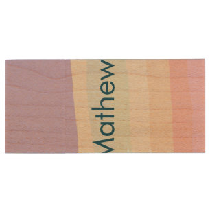 simple initial letter monogram add your name lett wood flash drive
