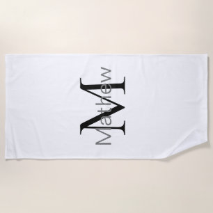 simple initial letter monogram add your name lette beach towel