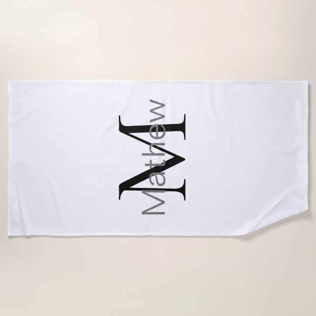 simple initial letter monogram add your name lette beach towel (Front)