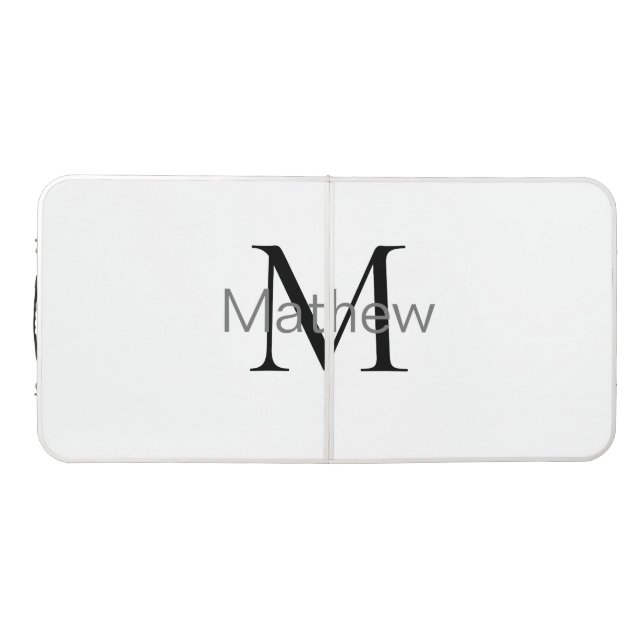 simple initial letter monogram add your name lette beer pong table (Top)