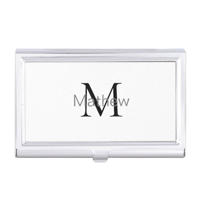 simple initial letter monogram add your name lette business card case (Front)