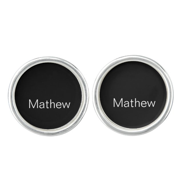 simple initial letter monogram add your name lette cufflinks (Front)