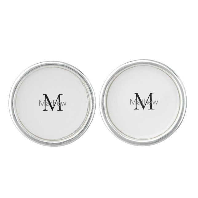 simple initial letter monogram add your name lette cufflinks (Front)