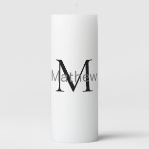 simple initial letter monogram add your name lette pillar candle