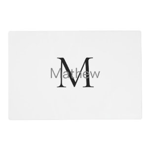 simple initial letter monogram add your name lette placemat