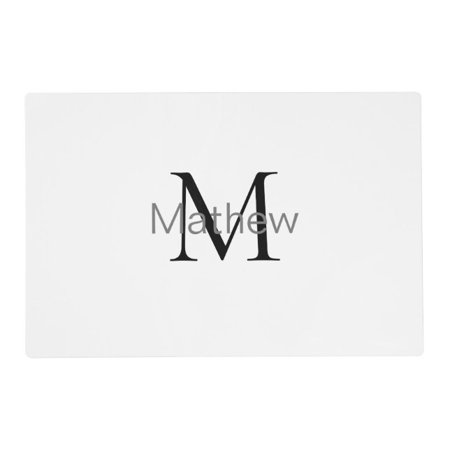 simple initial letter monogram add your name lette placemat (Front)